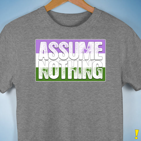 Assume Nothing Genderqueer Pride Flag Premium Unisex T-Shirt - Grey Heather